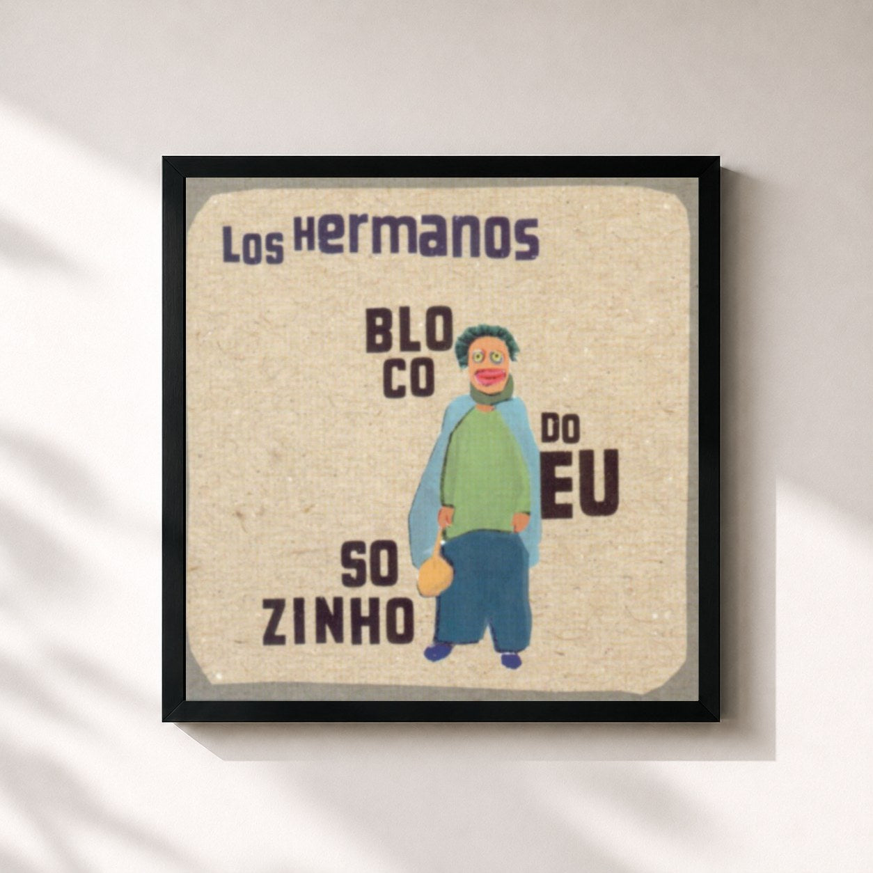 #noir Tableau carré de l'album Bloco Do Eu Sozinho de Los Hermanos, cadre noir 32x32 cm