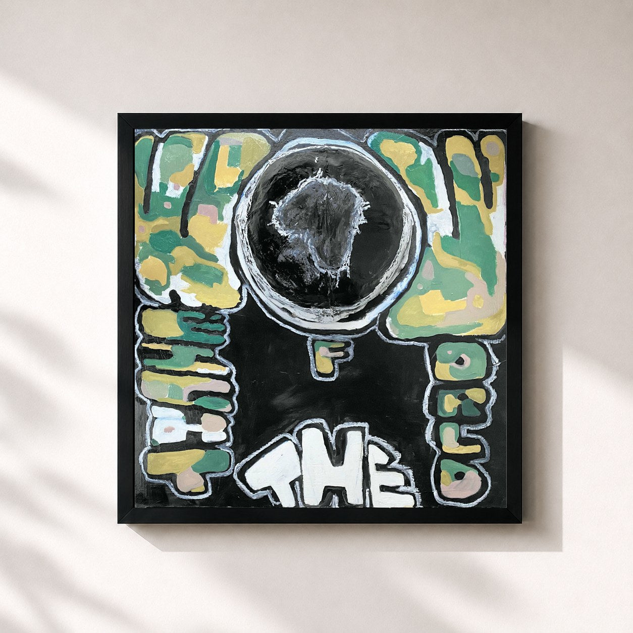#noir Tableau carré de l'album weight of the world de Mike, cadre noir 32x32 cm