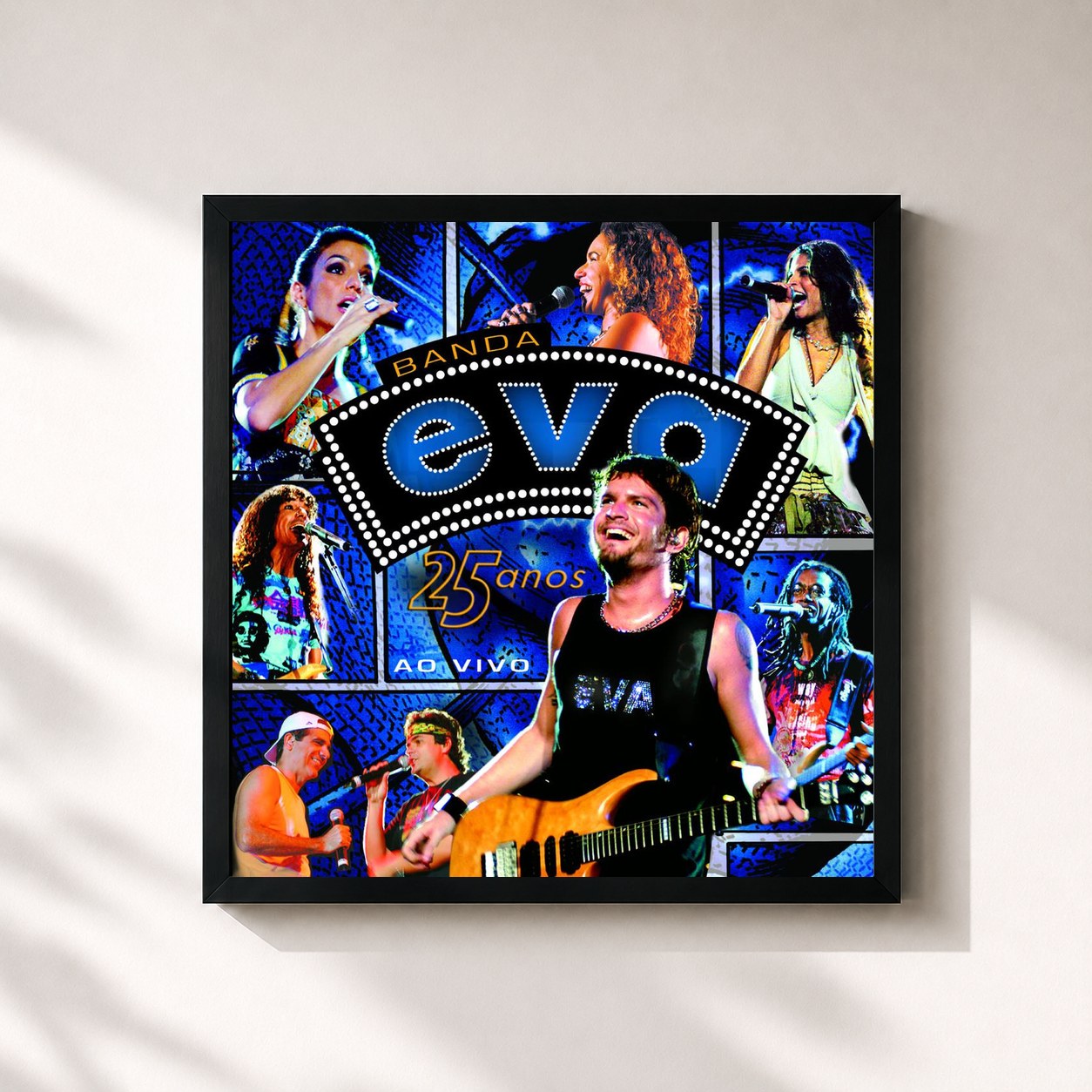 #noir Tableau carré de l'album 25 Anos de Banda Eva, cadre noir 32x32 cm