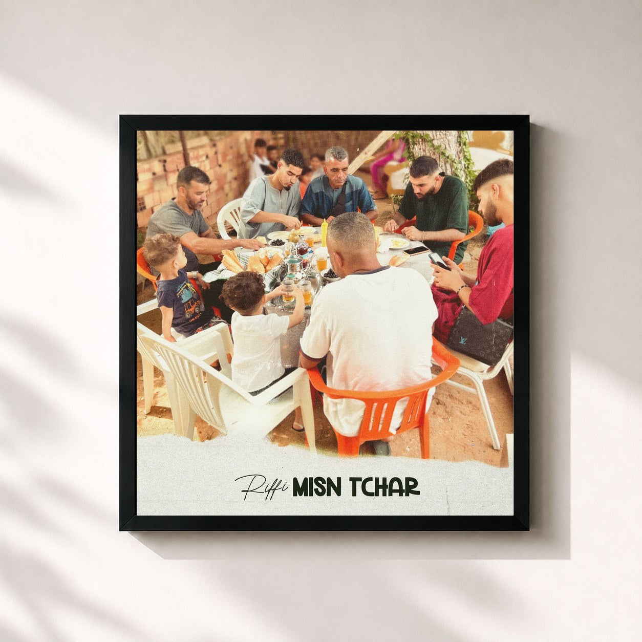 #noir Tableau carré de l'album Misn Tchar de Riffi, cadre noir 32x32 cm