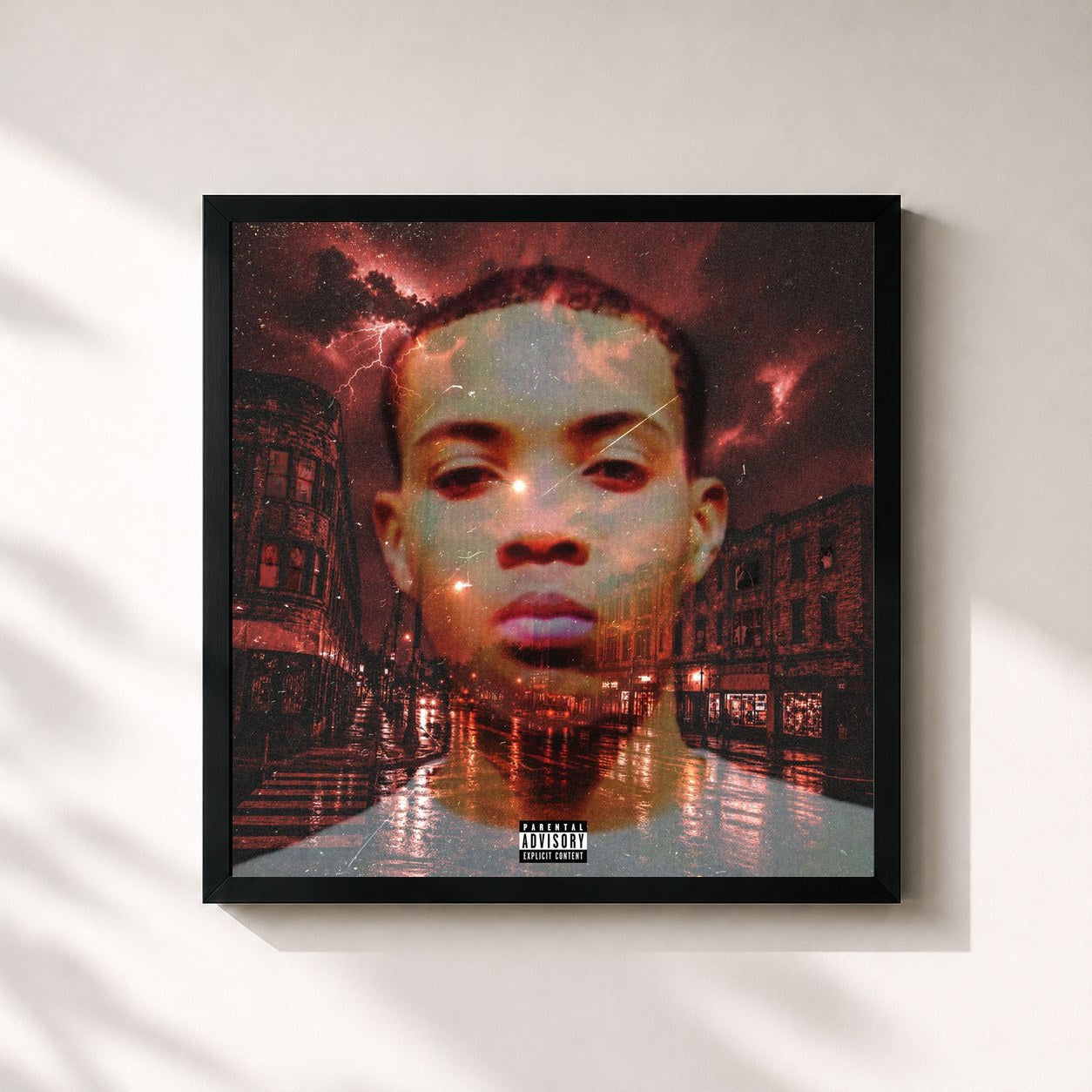 #noir Tableau carré de l'album Lil Herb: Lil Heroin Edition de G Herbo, cadre noir 32x32 cm