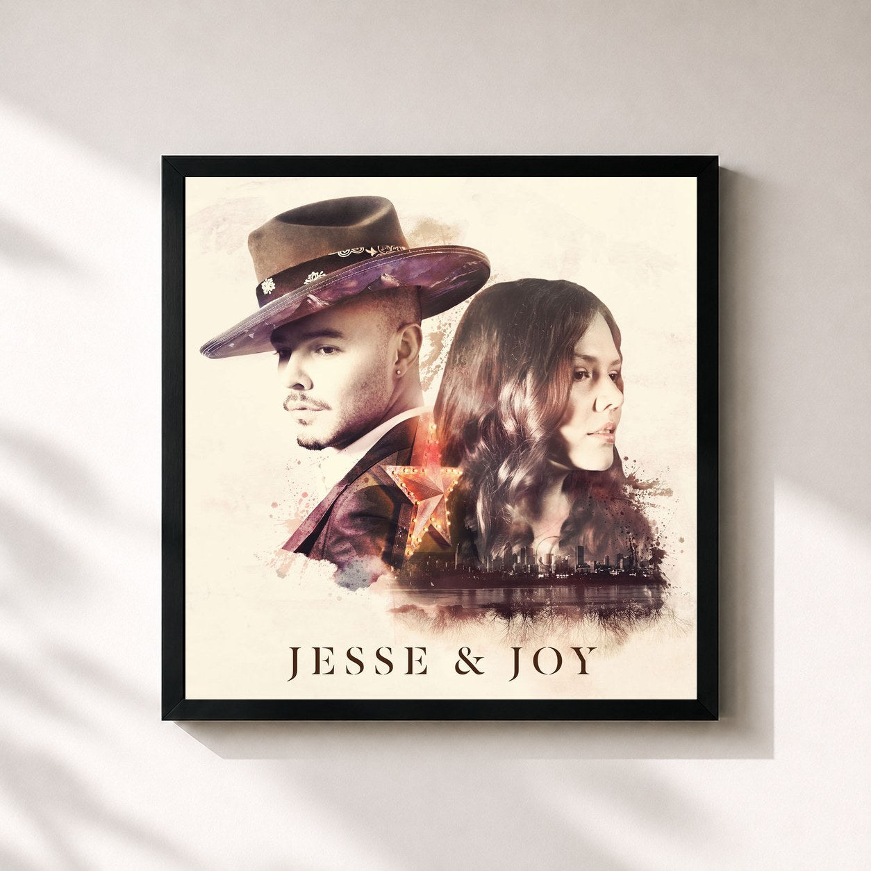 #noir Tableau carré de l'album Jesse & Joy de Jesse & Joy, cadre noir 32x32 cm