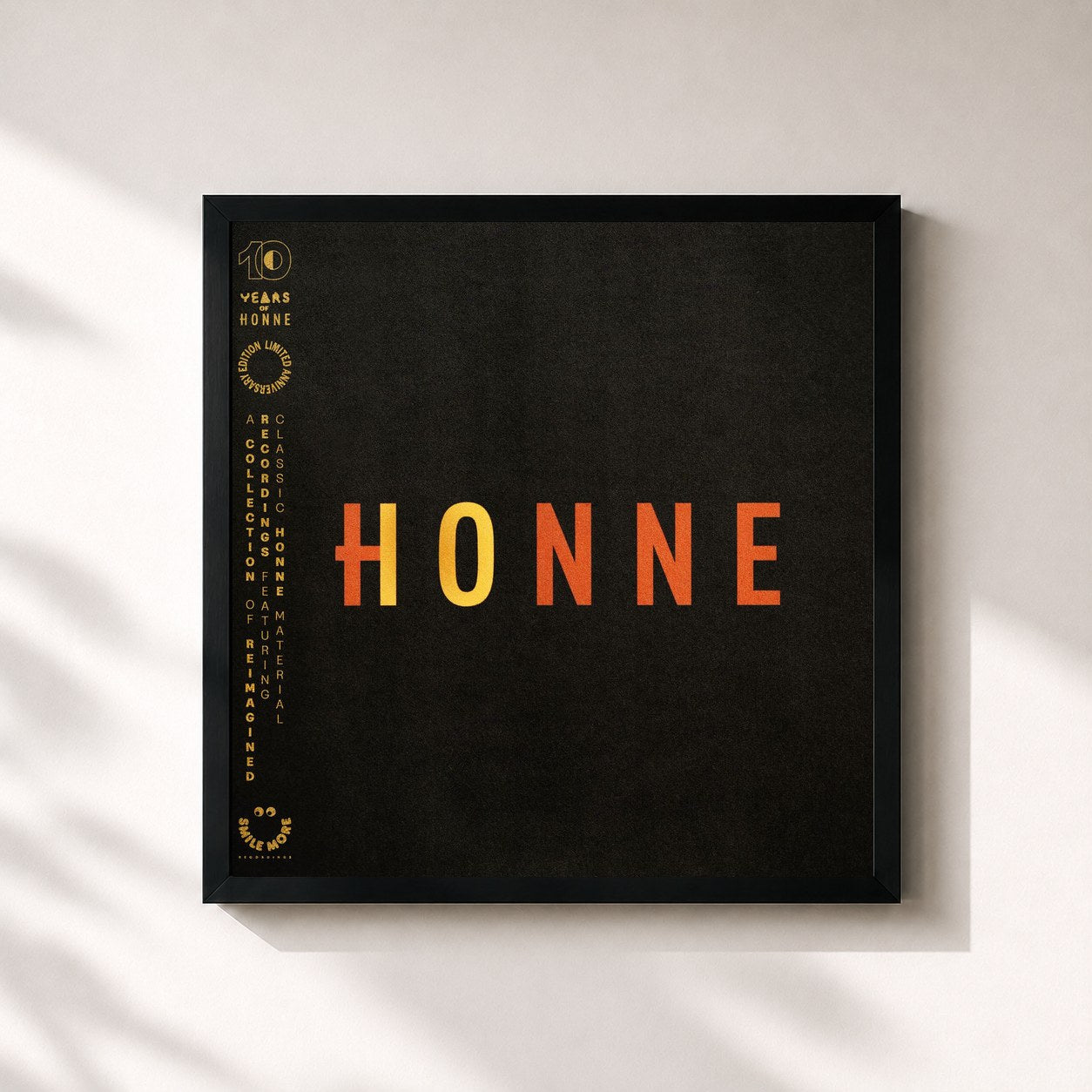 #noir Tableau carré de l'album HONNE — 10 de HONNE, cadre noir 32x32 cm