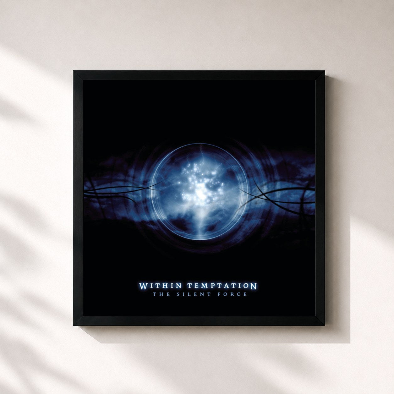 #noir Tableau carré de l'album The Silent Force de Within Temptation, cadre noir 32x32 cm