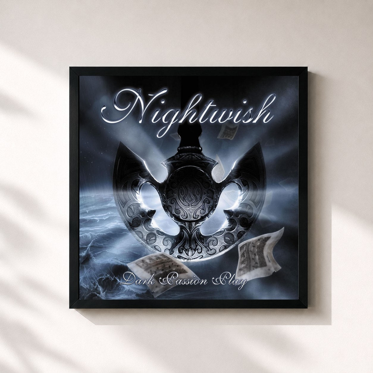 #noir Tableau carré de l'album Dark Passion Play de Nightwish, cadre noir 32x32 cm