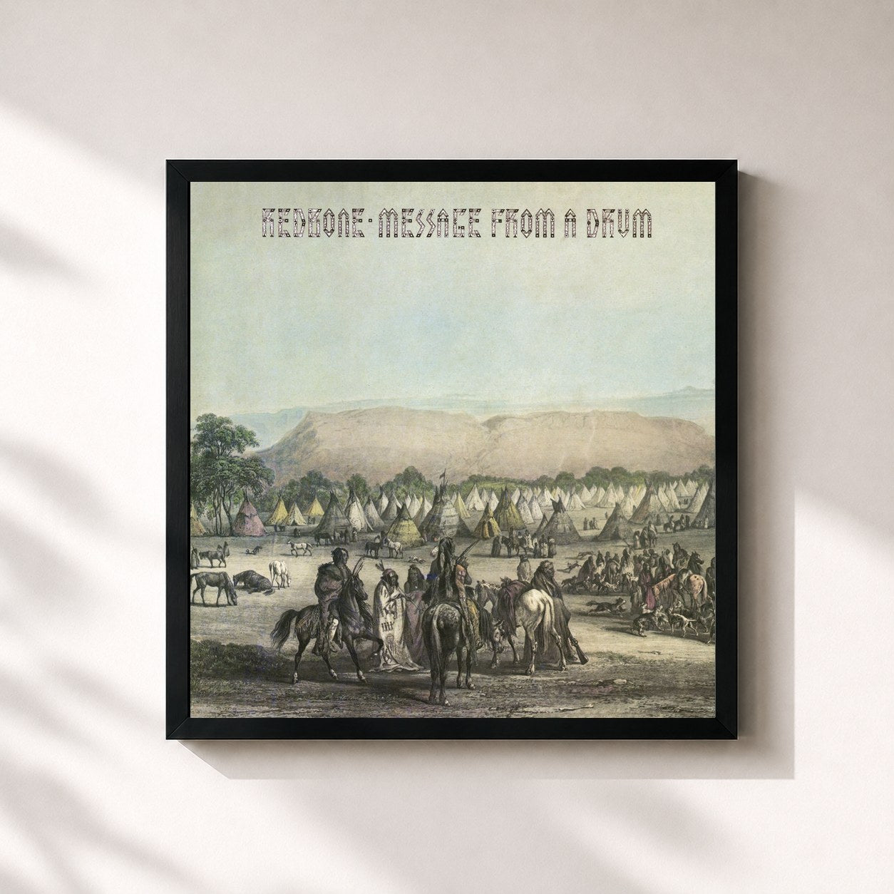 #noir Tableau carré de l'album The Witch Queen of New Orleans (aka Message from a Drum) [Expanded Edition] de Redbone, cadre noir 32x32 cm