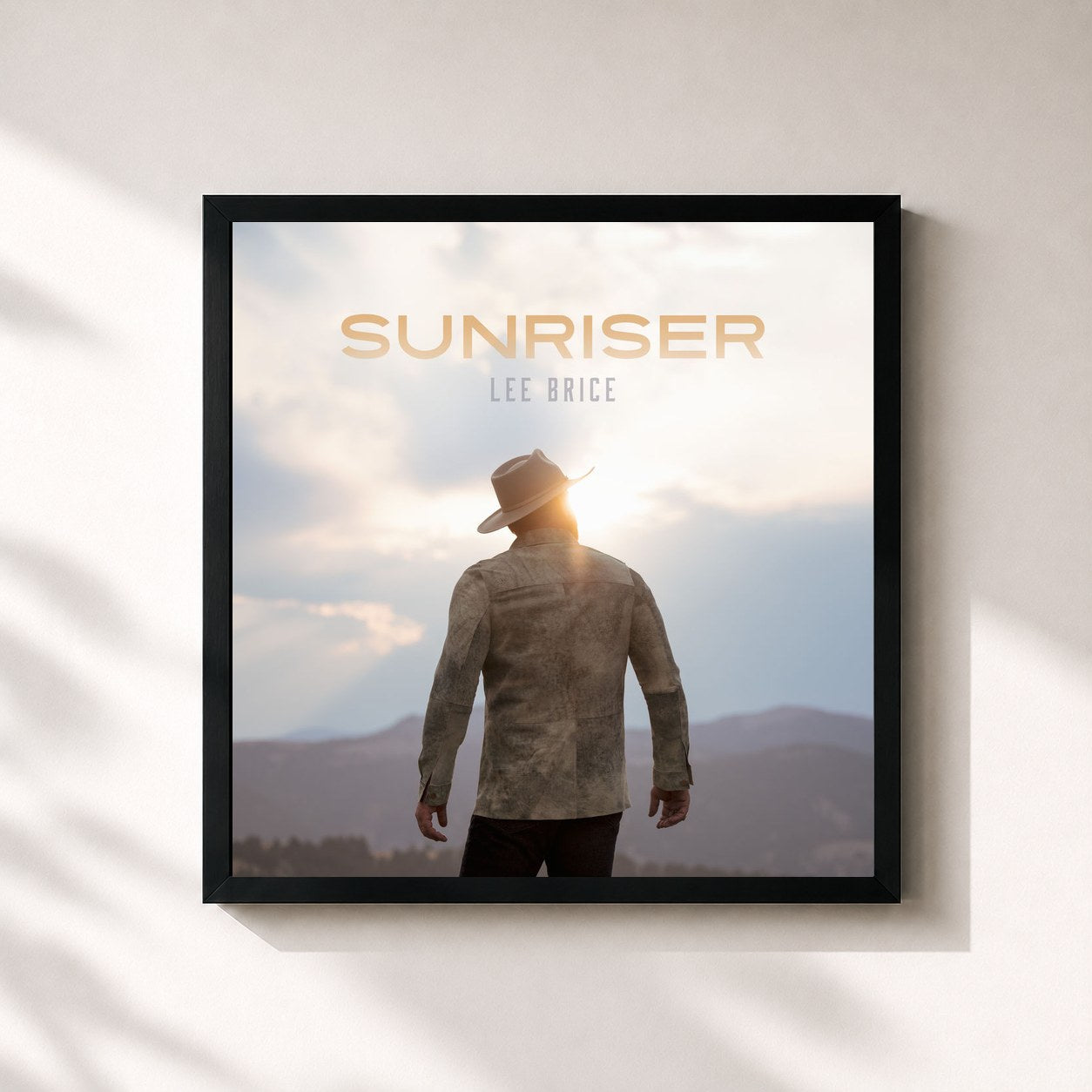 #noir Tableau carré de l'album Sunriser de Lee Brice, cadre noir 32x32 cm