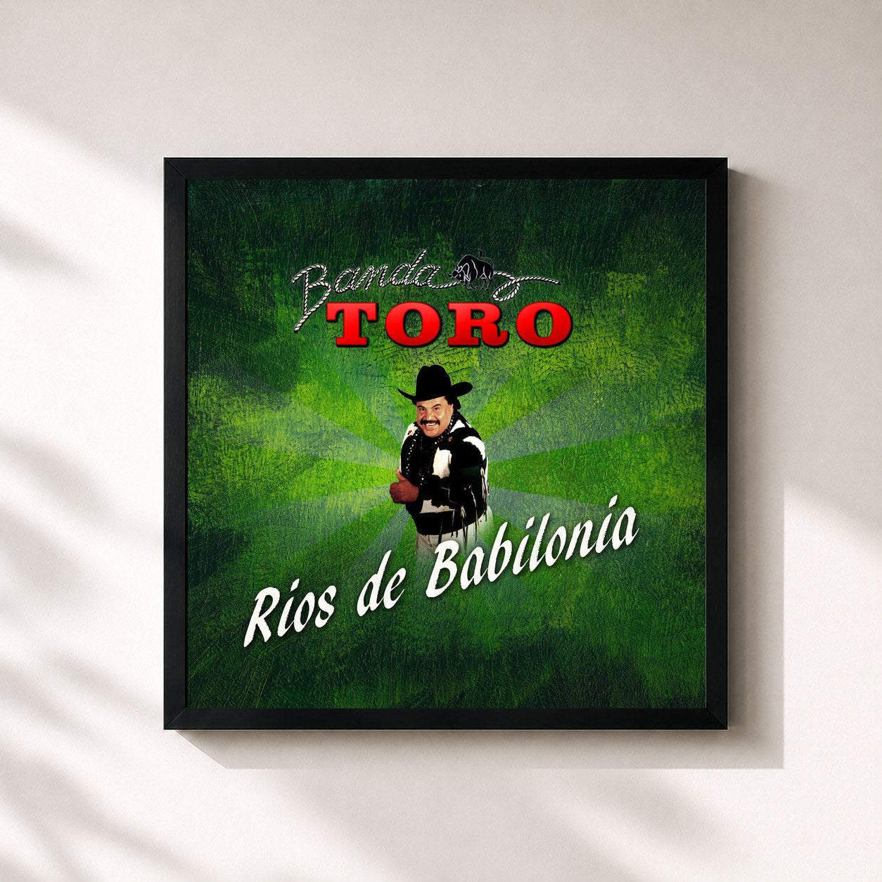 #noir Tableau carré de l'album Rios de Babilonia de Banda Toro, cadre noir 32x32 cm