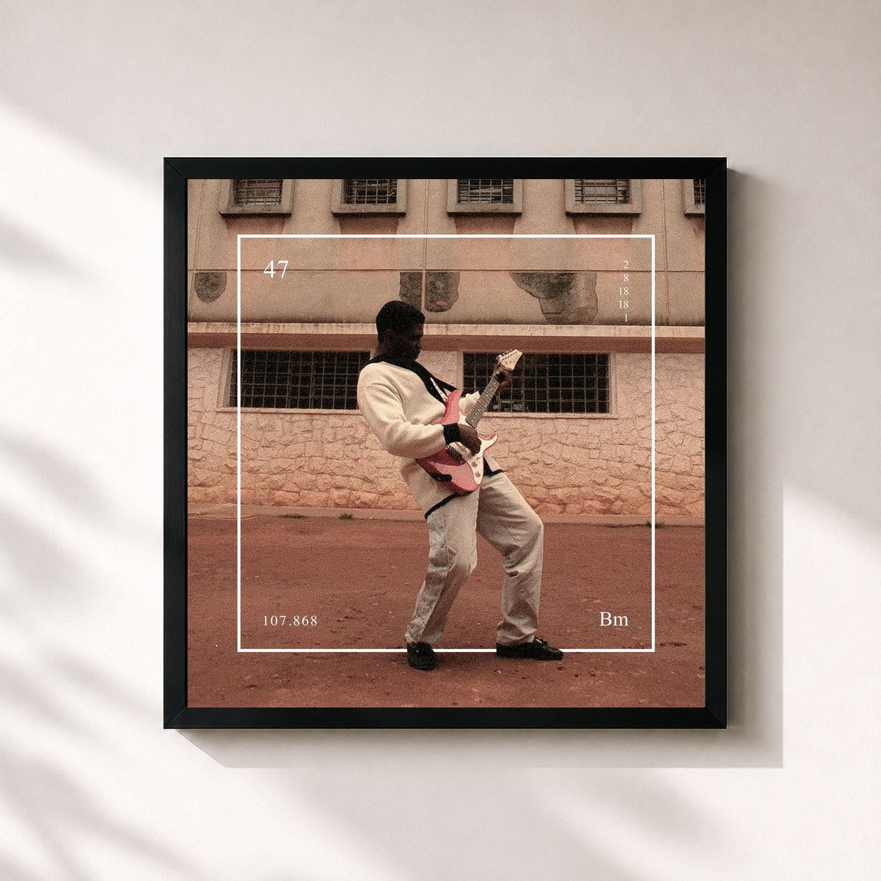 #noir Tableau carré de l'album Bluesman de Baco Exu do Blues, cadre noir 32x32 cm
