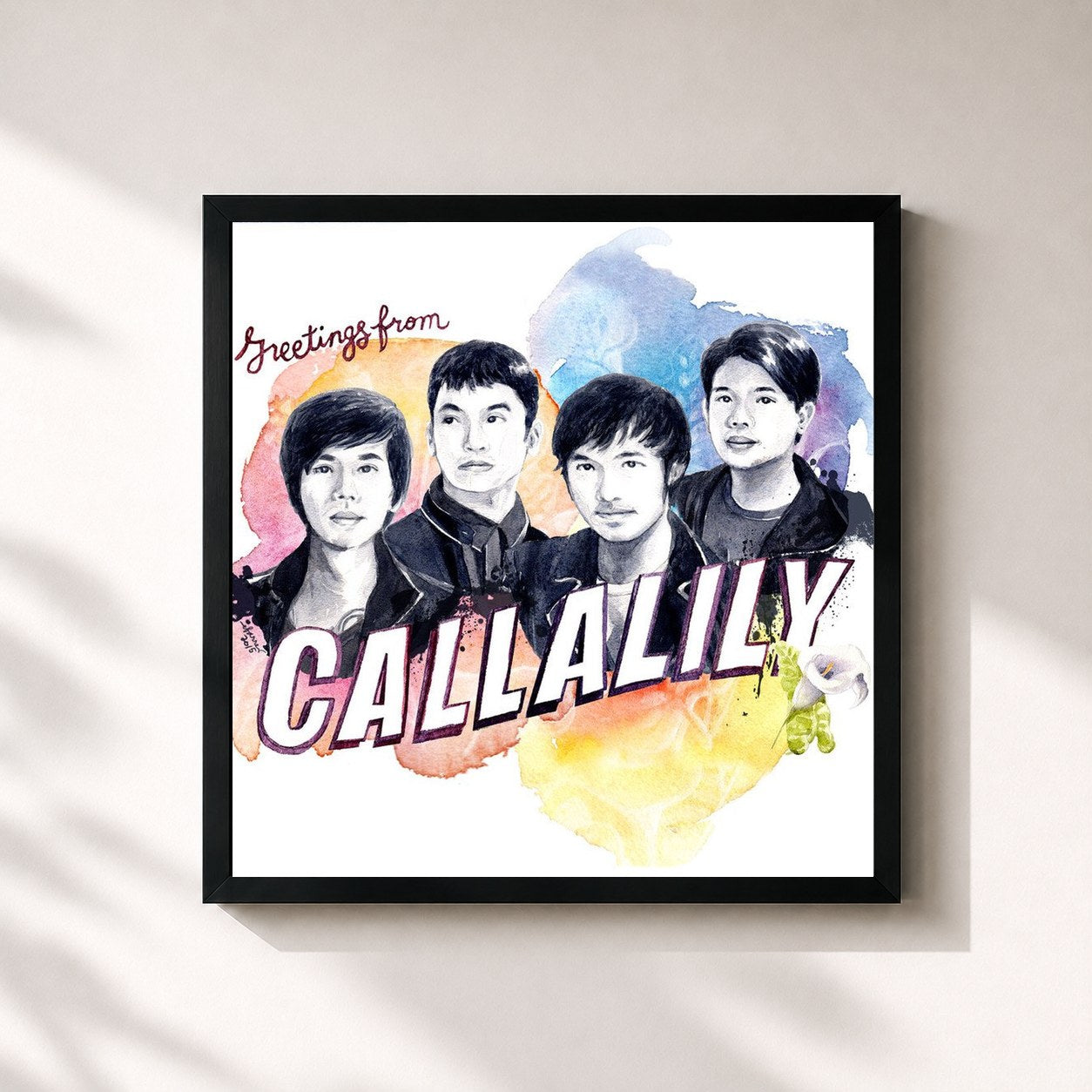 #noir Tableau carré de l'album Greetings from Callalily de Callalily, cadre noir 32x32 cm