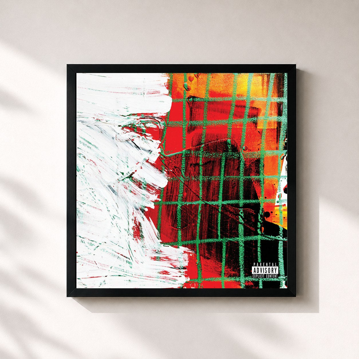 #noir Tableau carré de l'album Lamb Over Rice de Action Bronson, cadre noir 32x32 cm