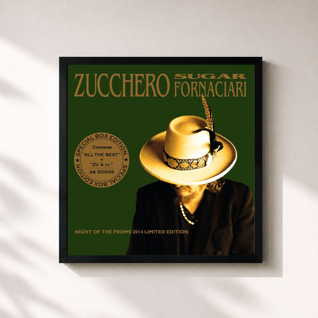 #noir Tableau carré de l'album All The Best - Zu & Co (Night Of The Proms 2014 / Limited Edition) de Zucchero, cadre noir 32x32 cm