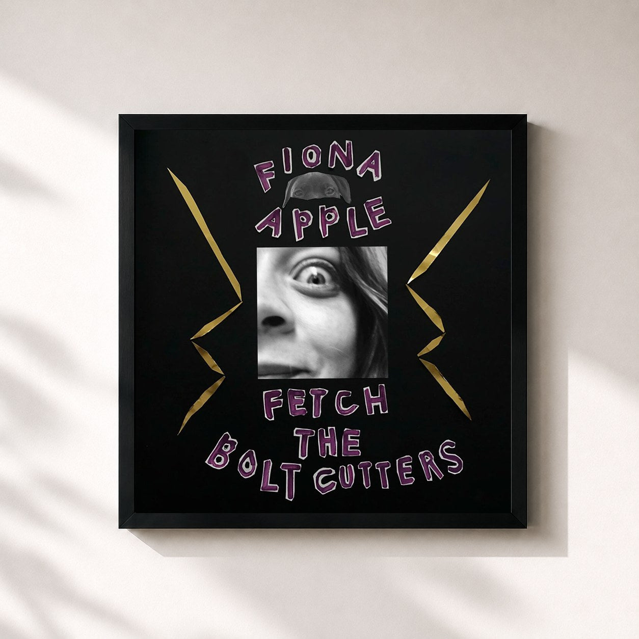 #noir Tableau carré de l'album Fetch The Bolt Cutters de Fiona Apple, cadre noir 32x32 cm