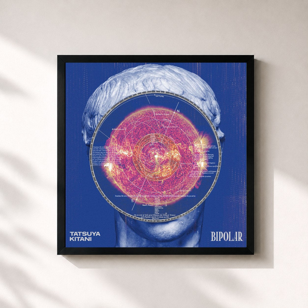 #noir Tableau carré de l'album BIPOLAR de Tatsuya Kitani, cadre noir 32x32 cm