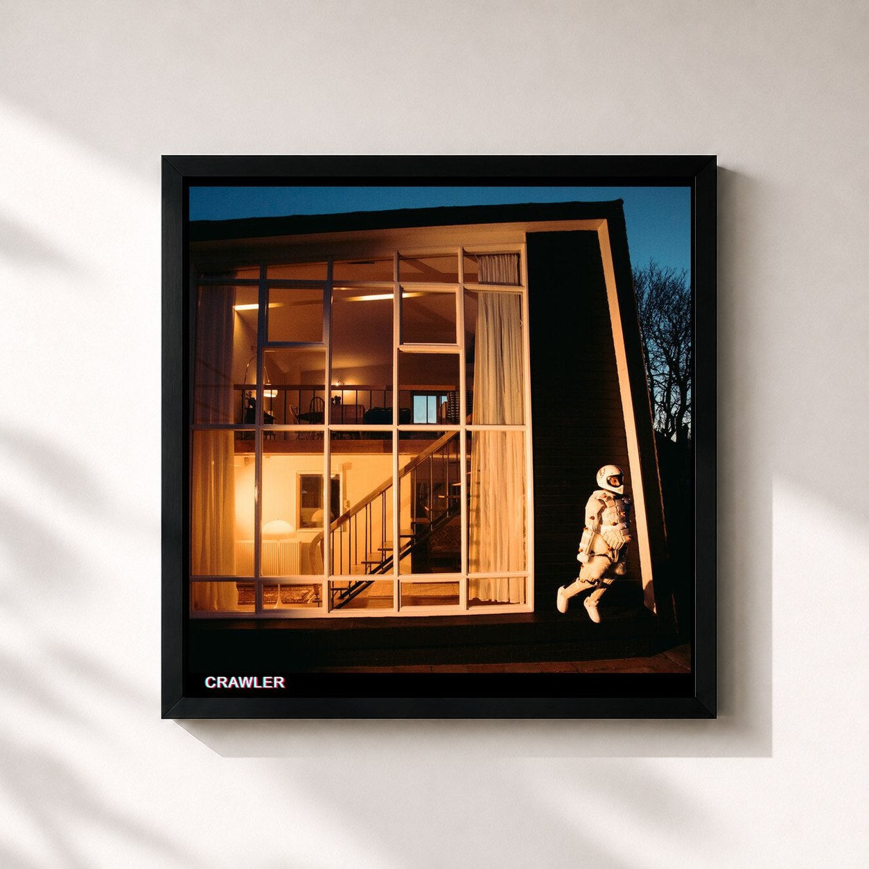 #noir Tableau carré de l'album CRAWLER de IDLES, cadre noir 32x32 cm