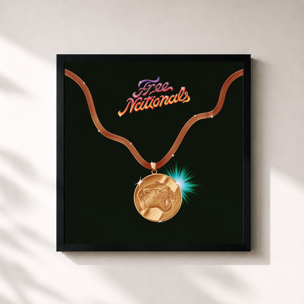 #noir Tableau carré de l'album Free Nationals de Free Nationals, cadre noir 32x32 cm
