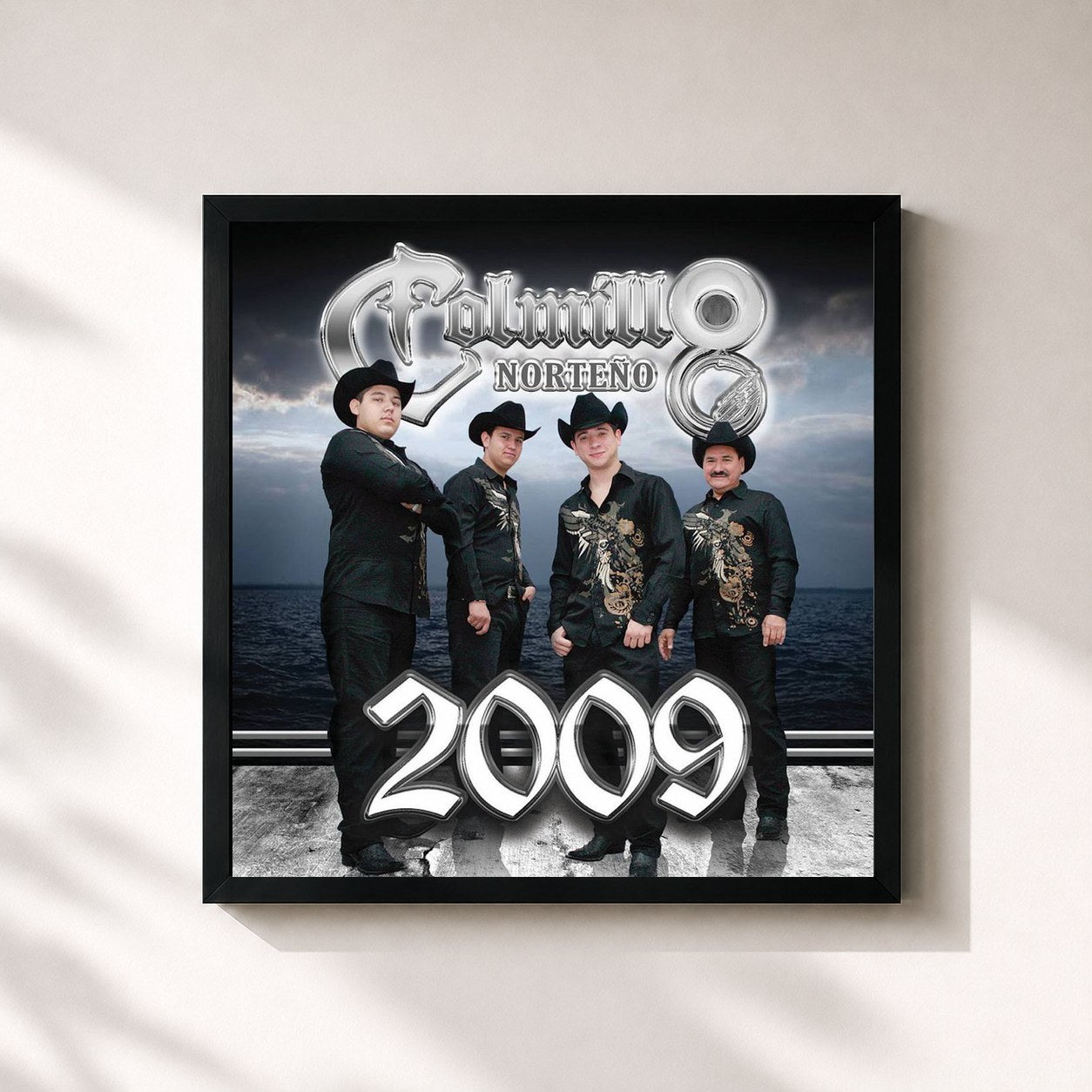#noir Tableau carré de l'album 2009 de Colmillo Norteño, cadre noir 32x32 cm