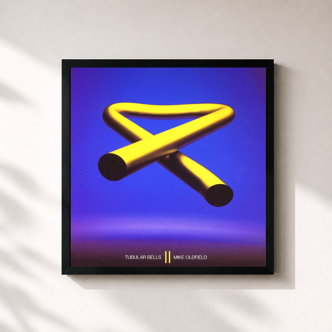 #noir Tableau carré de l'album Tubular Bells II de Mike Oldfield, cadre noir 32x32 cm