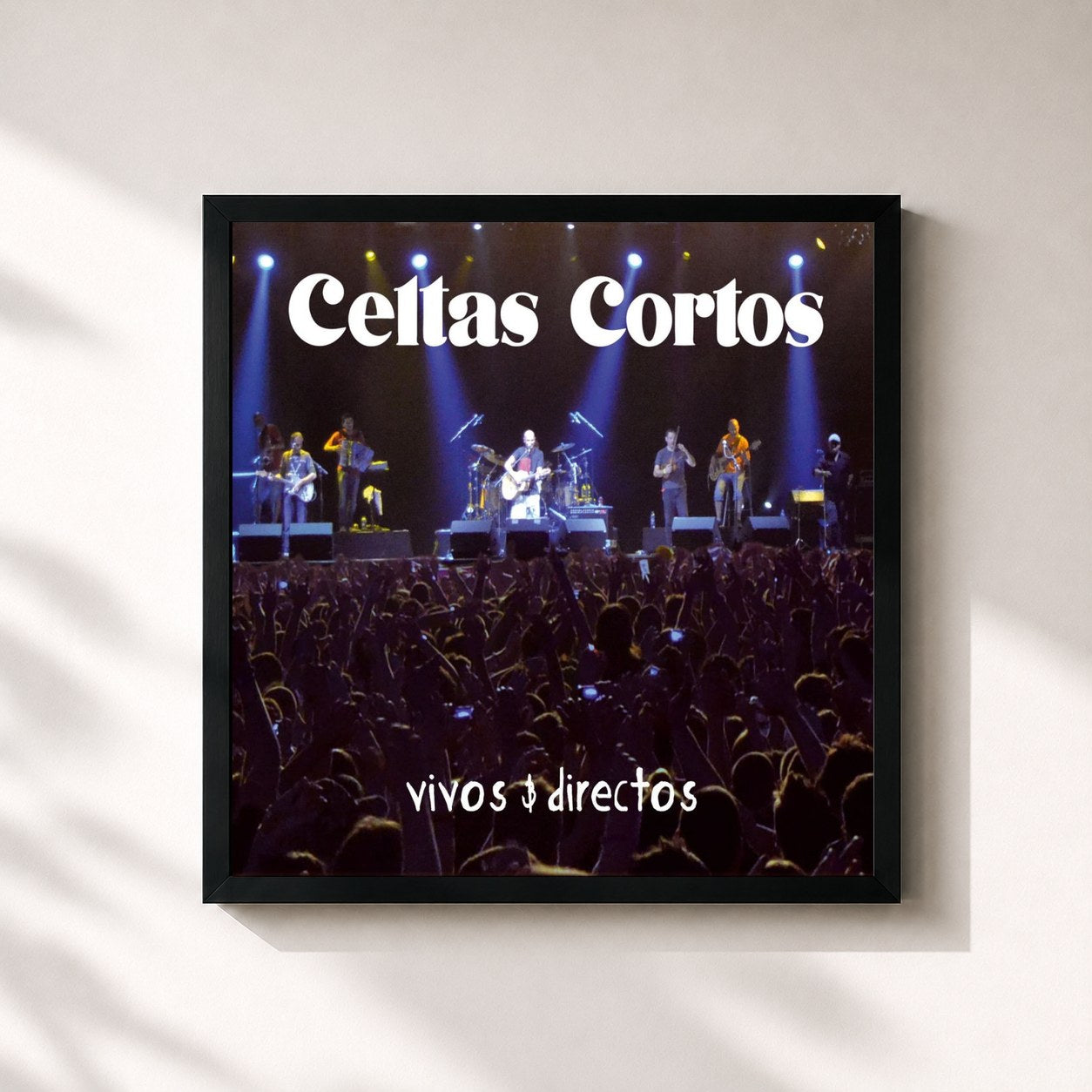#noir Tableau carré de l'album Vivos & directos de Celtas Cortos, cadre noir 32x32 cm