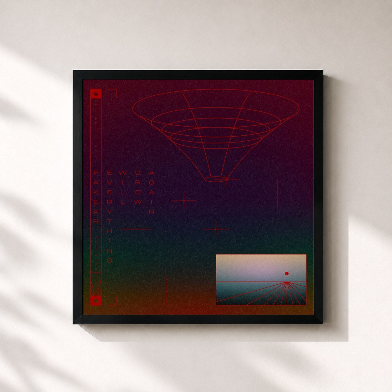 #noir Tableau carré de l'album Everything Will Grow Again de Fakear, cadre noir 32x32 cm