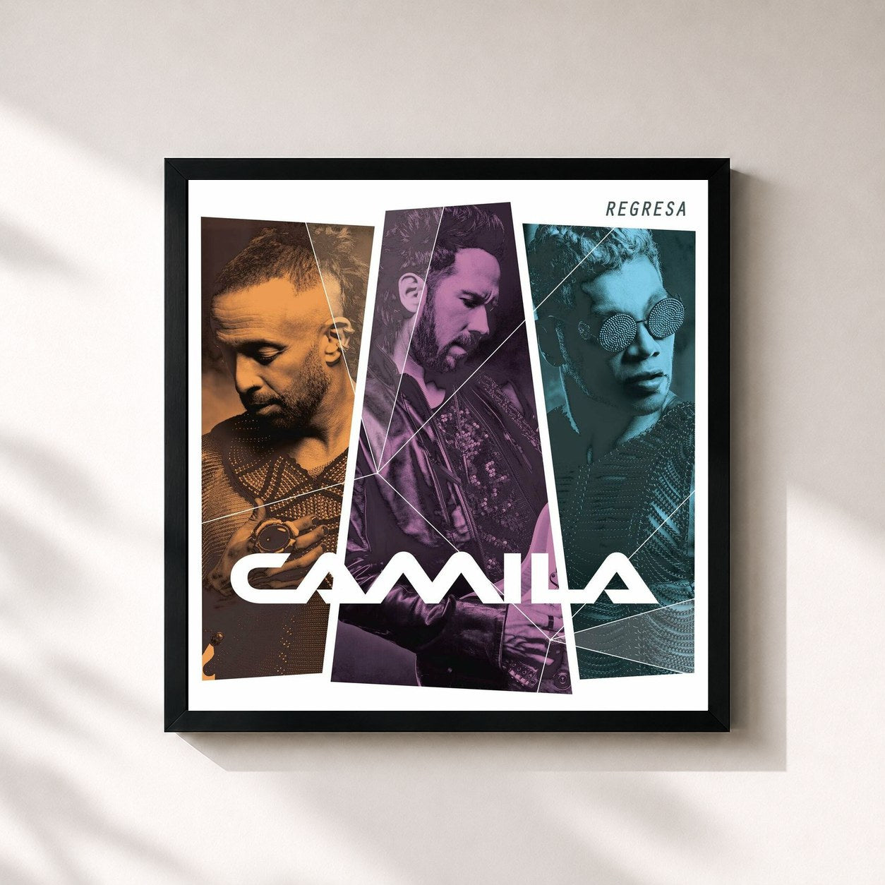 #noir Tableau carré de l'album Regresa de Camila, cadre noir 32x32 cm