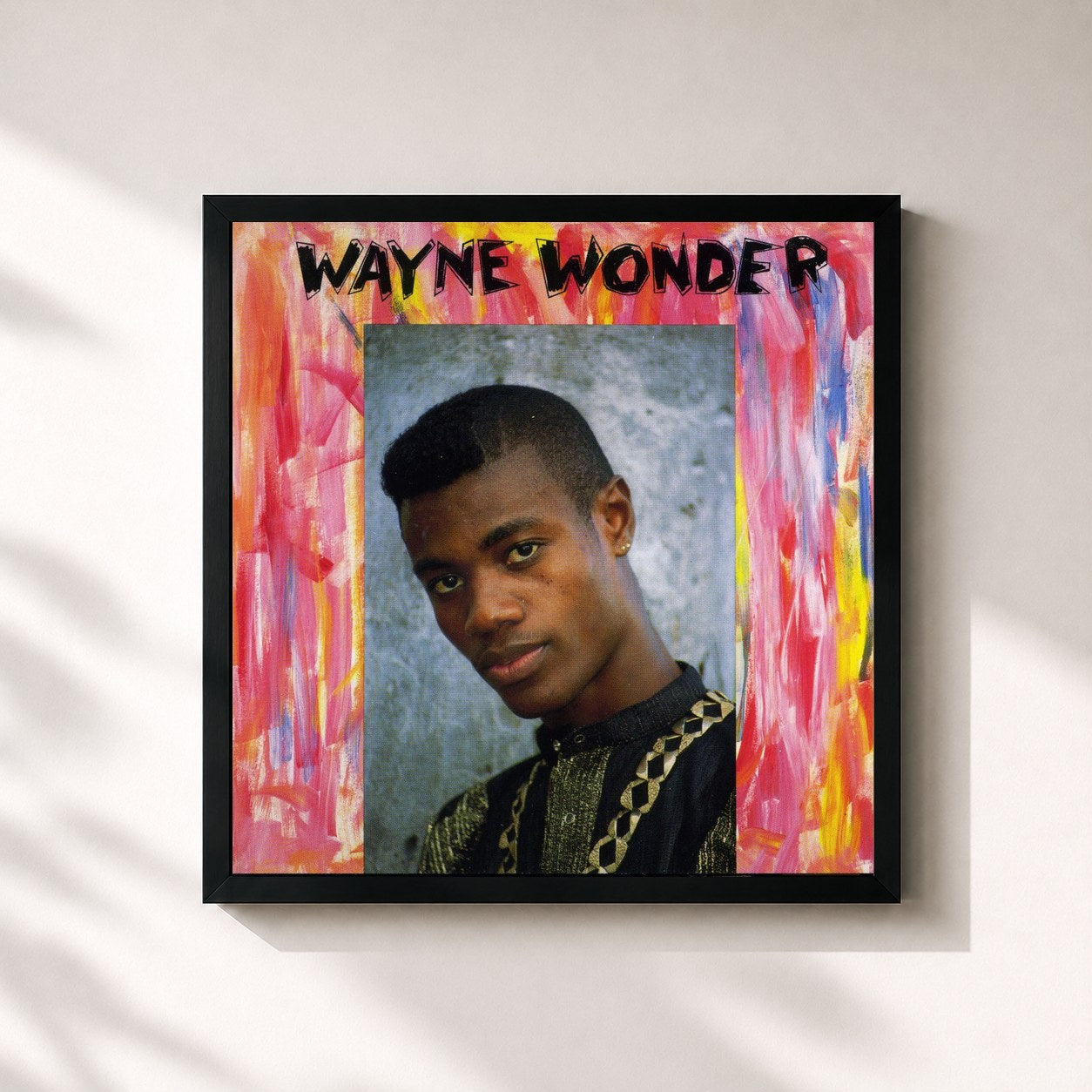#noir Tableau carré de l'album Wayne Wonder de Wayne Wonder, cadre noir 32x32 cm