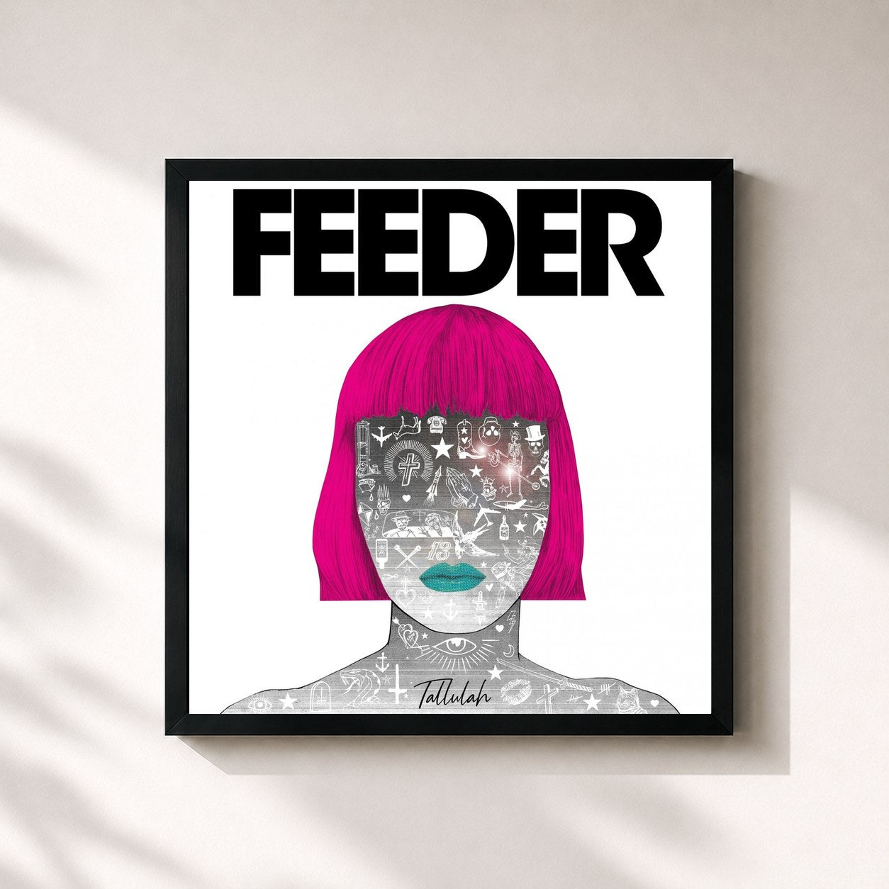 #noir Tableau carré de l'album Tallulah de Feeder, cadre noir 32x32 cm