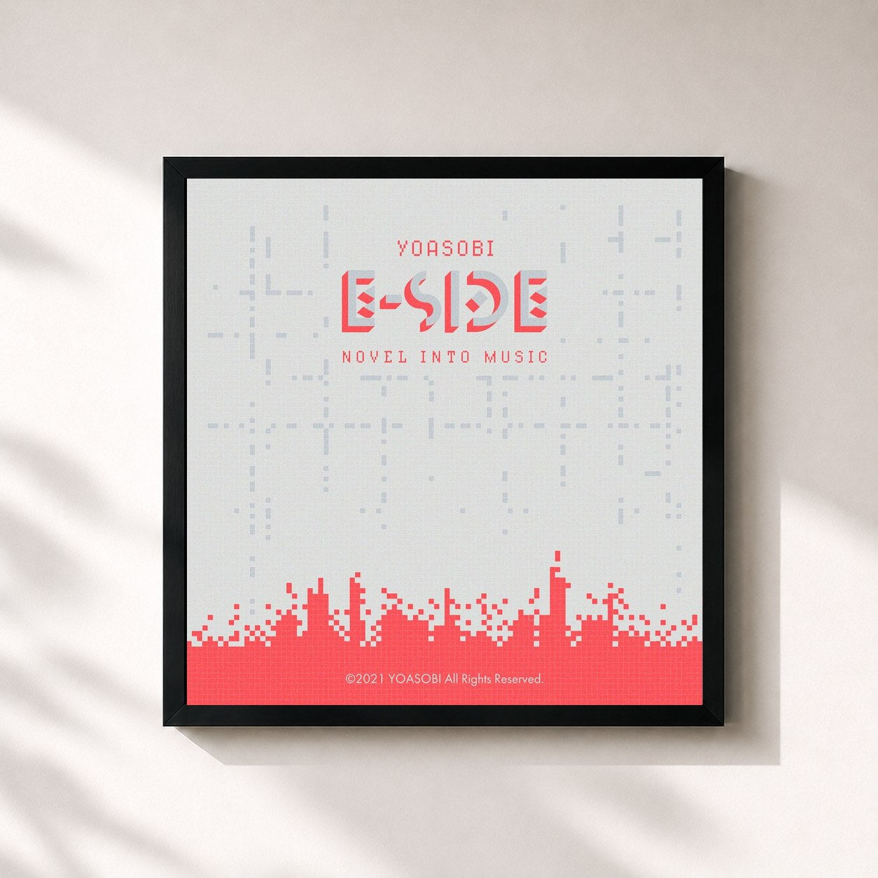 #noir Tableau carré de l'album E-SIDE de YOASOBI, cadre noir 32x32 cm