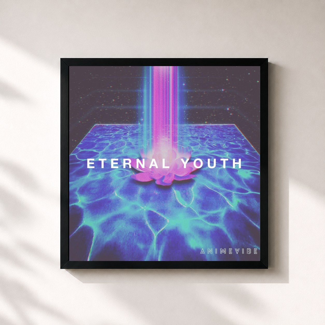 #noir Tableau carré de l'album Eternal Youth de Rude., cadre noir 32x32 cm