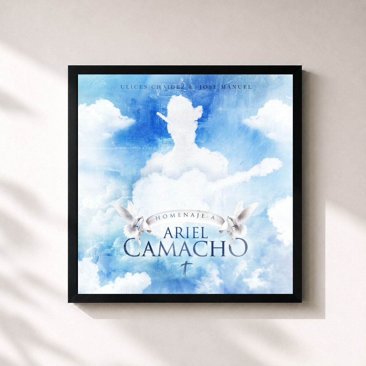 #noir Tableau carré de l'album Homenaje a Ariel Camacho de Ulices Chaidez, cadre noir 32x32 cm