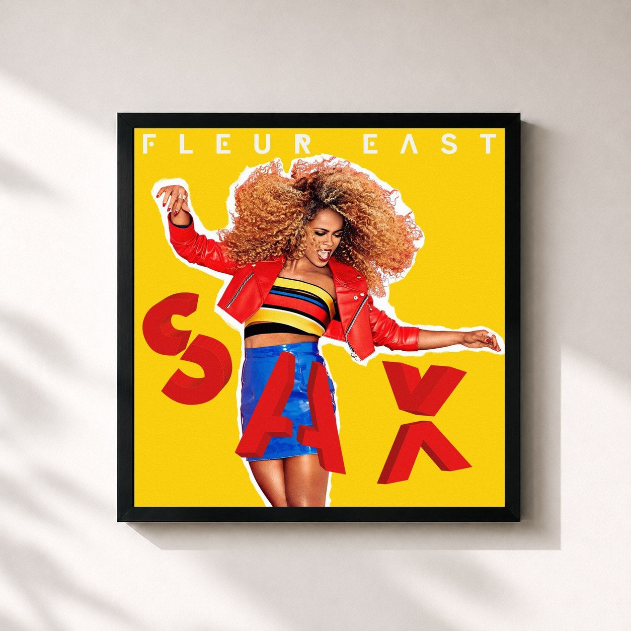#noir Tableau carré de l'album Sax (The Selection) de Fleur East, cadre noir 32x32 cm