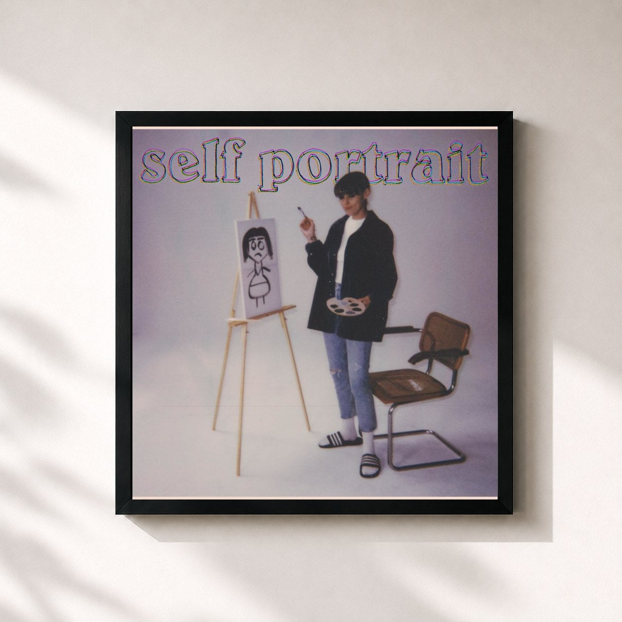 #noir Tableau carré de l'album Self Portrait de Sasha Alex Sloan, cadre noir 32x32 cm