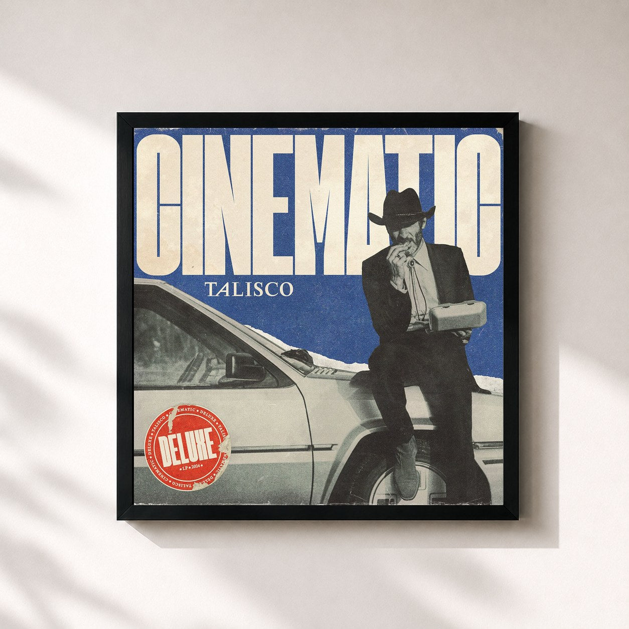 #noir Tableau carré de l'album Cinematic (Deluxe Version) de Talisco, cadre noir 32x32 cm