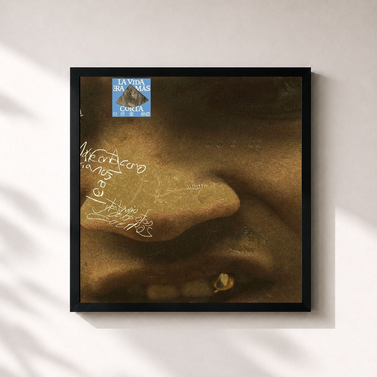 #noir Tableau carré de l'album La Vida Era Más Corta de Milo j, cadre noir 32x32 cm