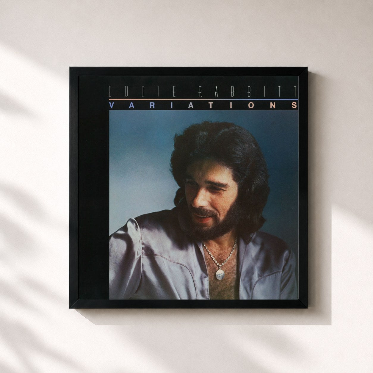 #noir Tableau carré de l'album Variations de Eddie Rabbitt, cadre noir 32x32 cm