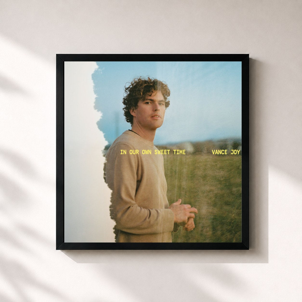 #noir Tableau carré de l'album In Our Own Sweet Time de Vance Joy, cadre noir 32x32 cm