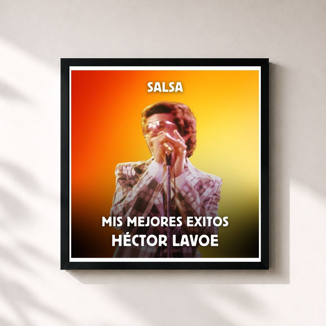 #noir Tableau carré de l'album Salsa - Mis Mejores Exitos de Héctor Lavoe, cadre noir 32x32 cm