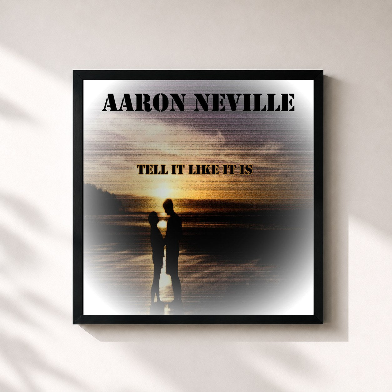 #noir Tableau carré de l'album Tell It Like It Is de Aaron Neville, cadre noir 32x32 cm