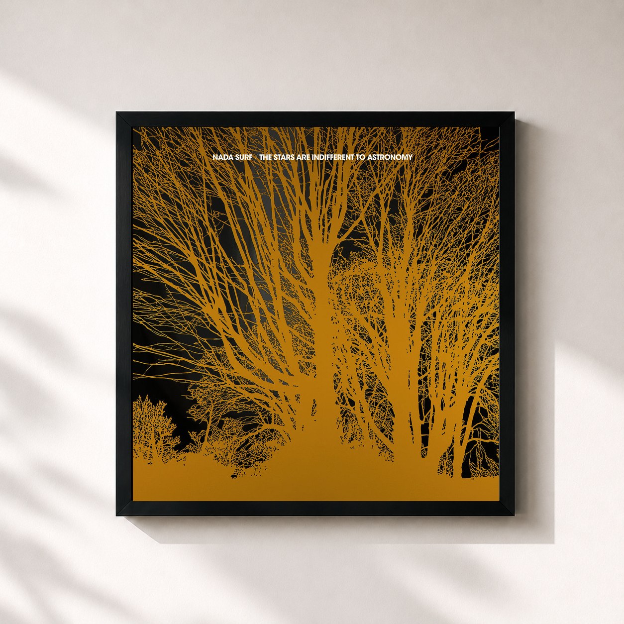 #noir Tableau carré de l'album The Stars Are Indifferent to Astronomy de Nada Surf, cadre noir 32x32 cm