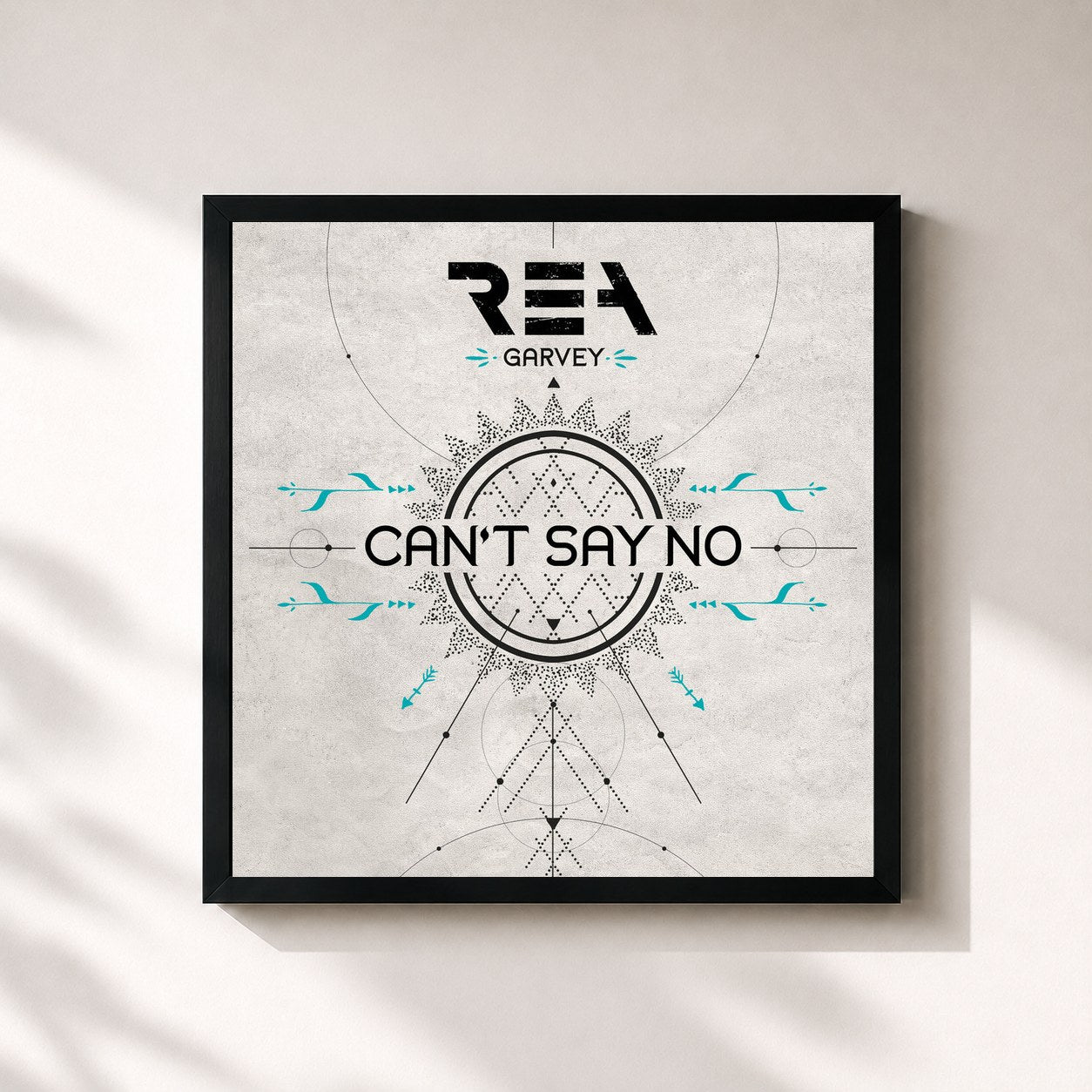 #noir Tableau carré de l'album Can't Say No de Rea Garvey, cadre noir 32x32 cm