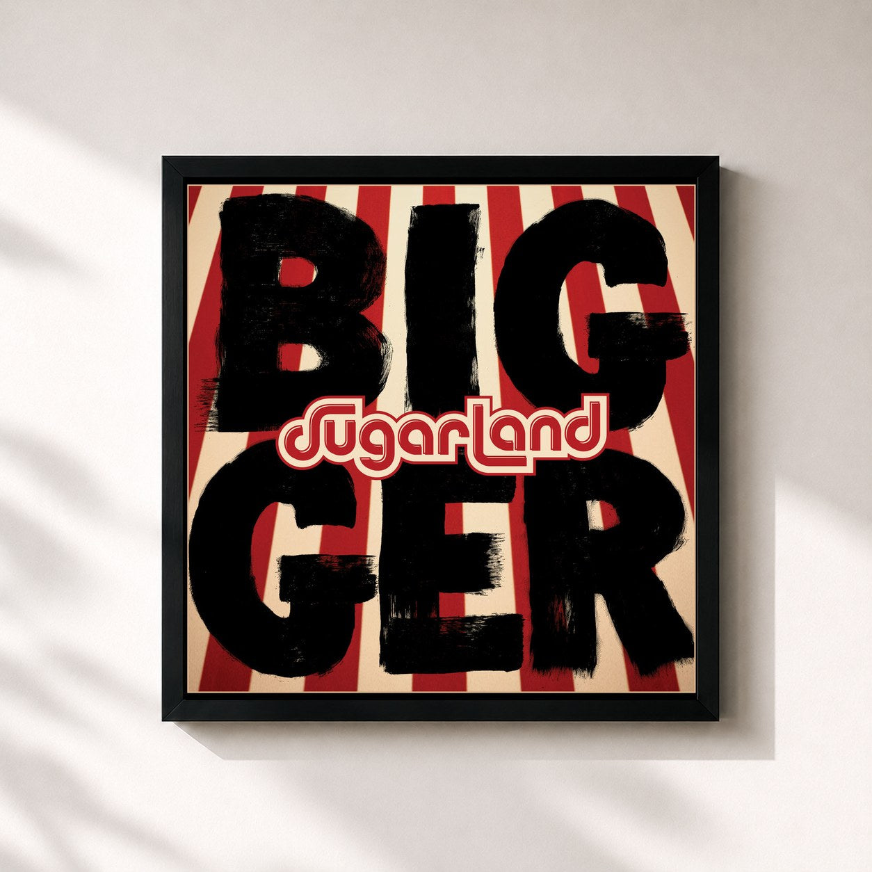 #noir Tableau carré de l'album Bigger de Sugarland, cadre noir 32x32 cm