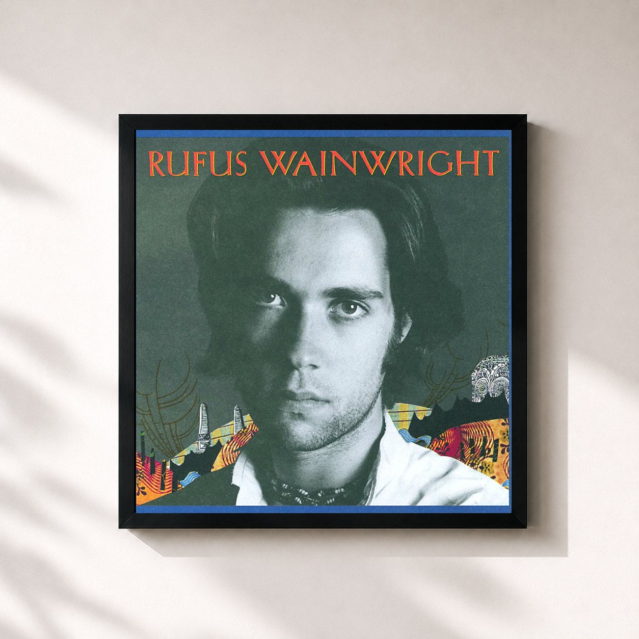 #noir Tableau carré de l'album Rufus Wainwright de Rufus Wainwright, cadre noir 32x32 cm