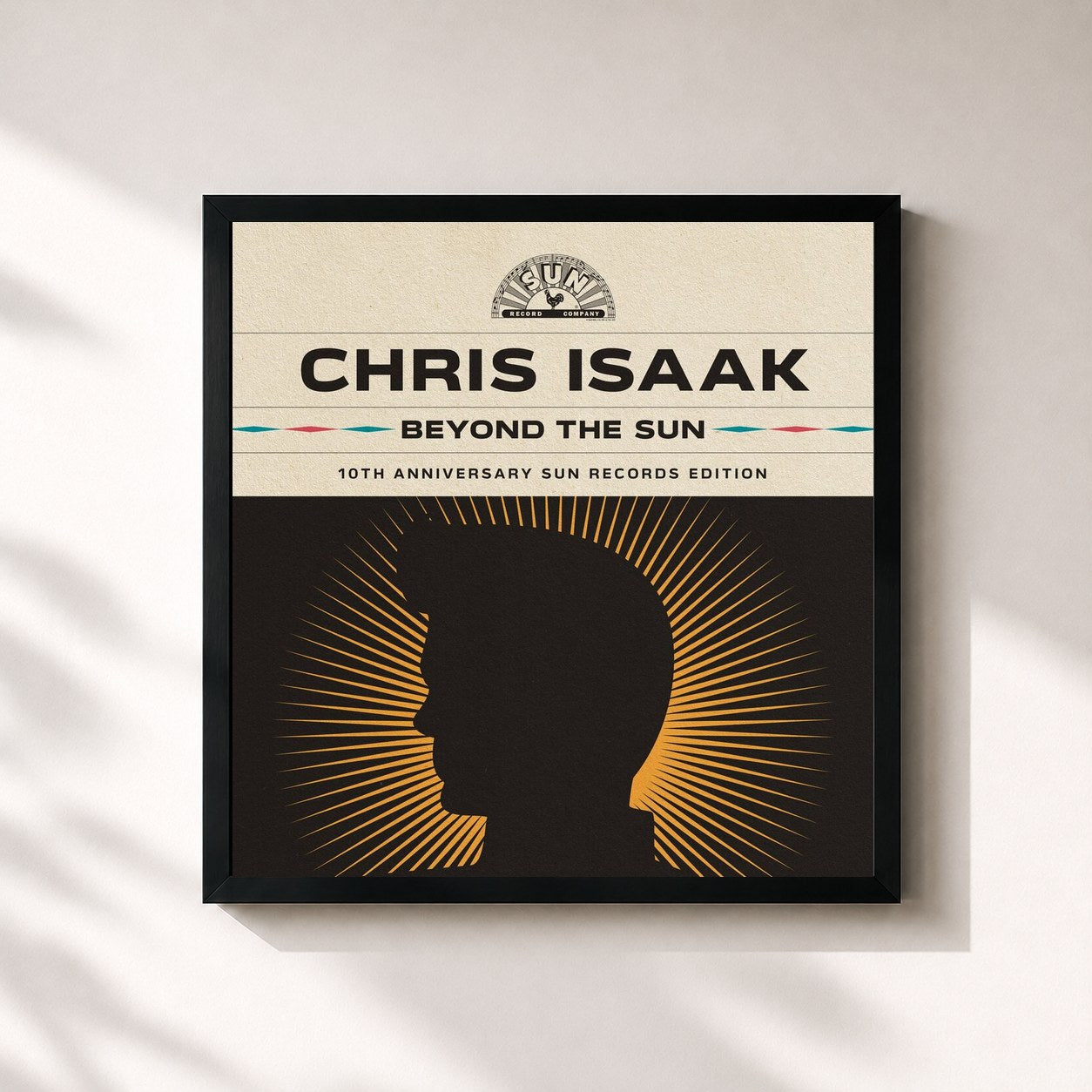 #noir Tableau carré de l'album Beyond The Sun (10th Anniversary Sun Records Edition) de Chris Isaak, cadre noir 32x32 cm