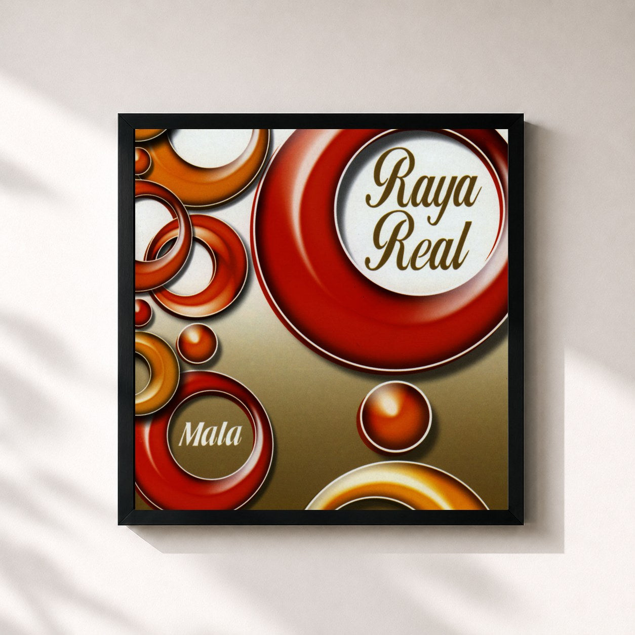 #noir Tableau carré de l'album Mala de Raya Real, cadre noir 32x32 cm