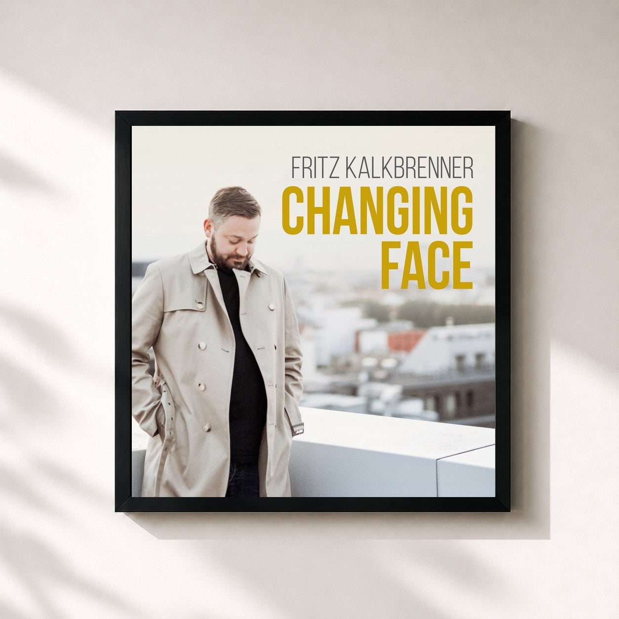 #noir Tableau carré de l'album Changing Face de Fritz Kalkbrenner, cadre noir 32x32 cm