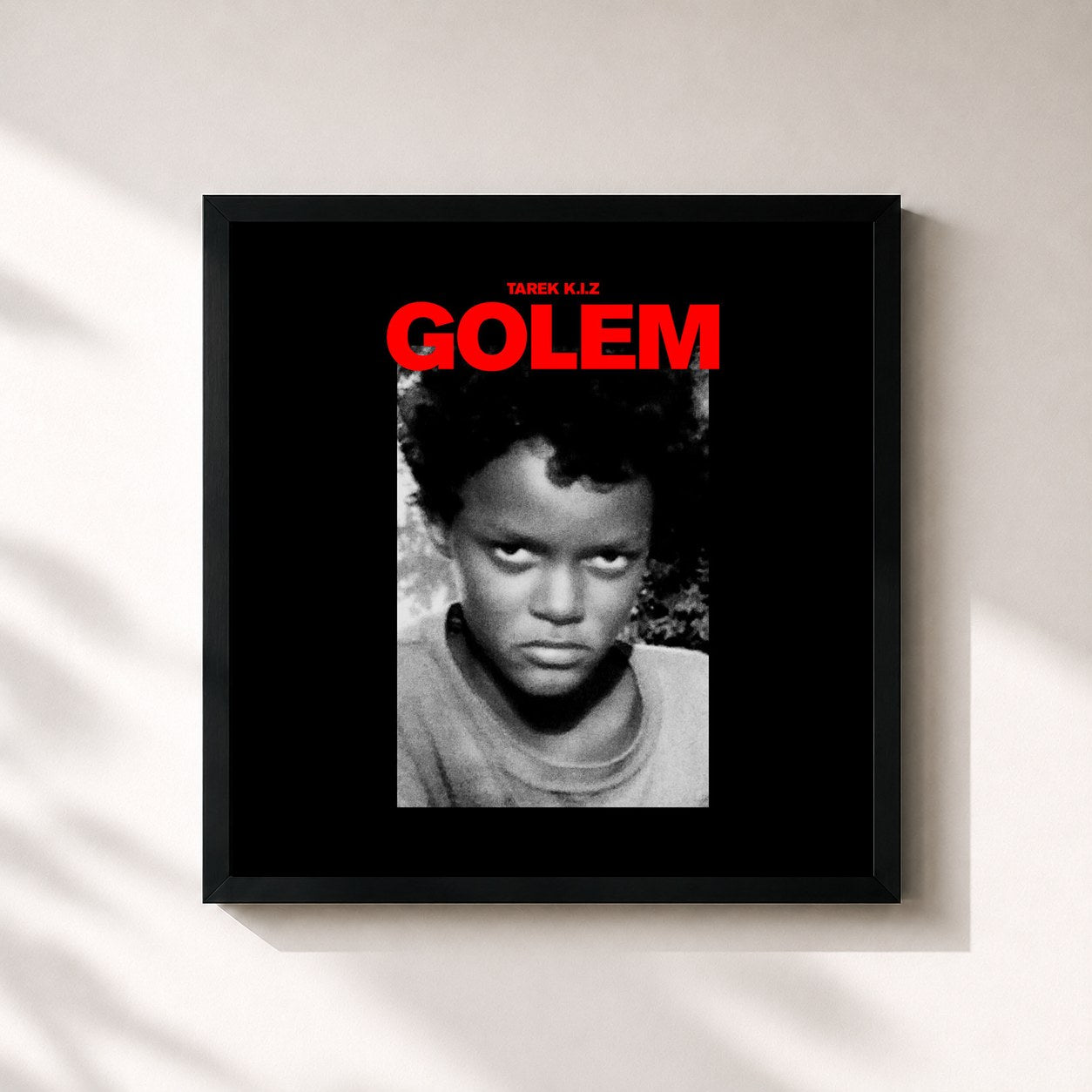 #noir Tableau carré de l'album Golem de Tarek K.I.Z, cadre noir 32x32 cm