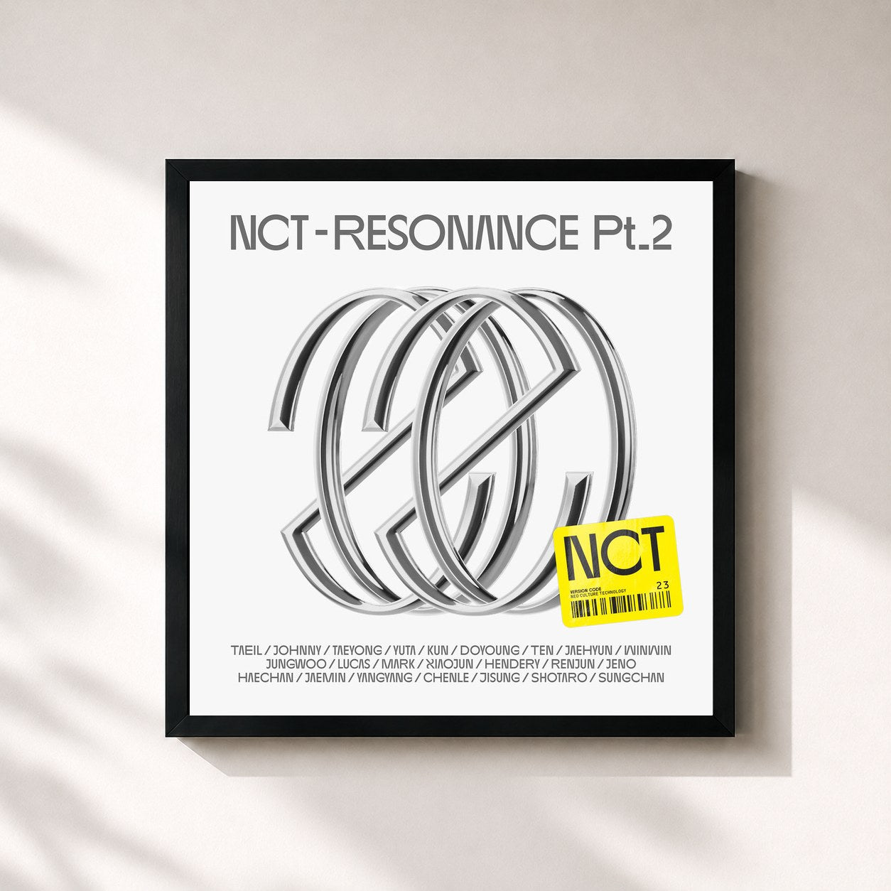 #noir Tableau carré de l'album NCT RESONANCE Pt. 2 - The 2nd Album de NCT, cadre noir 32x32 cm
