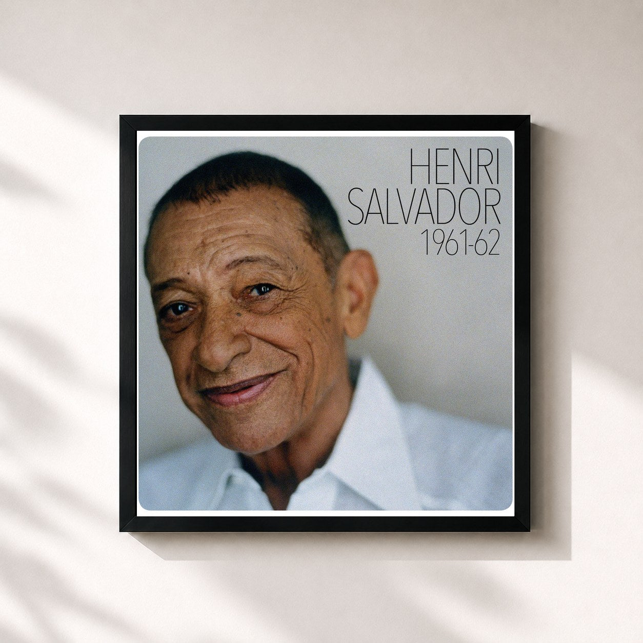 #noir Tableau carré de l'album Henri Salvador 1961-1962 de Henri Salvador, cadre noir 32x32 cm