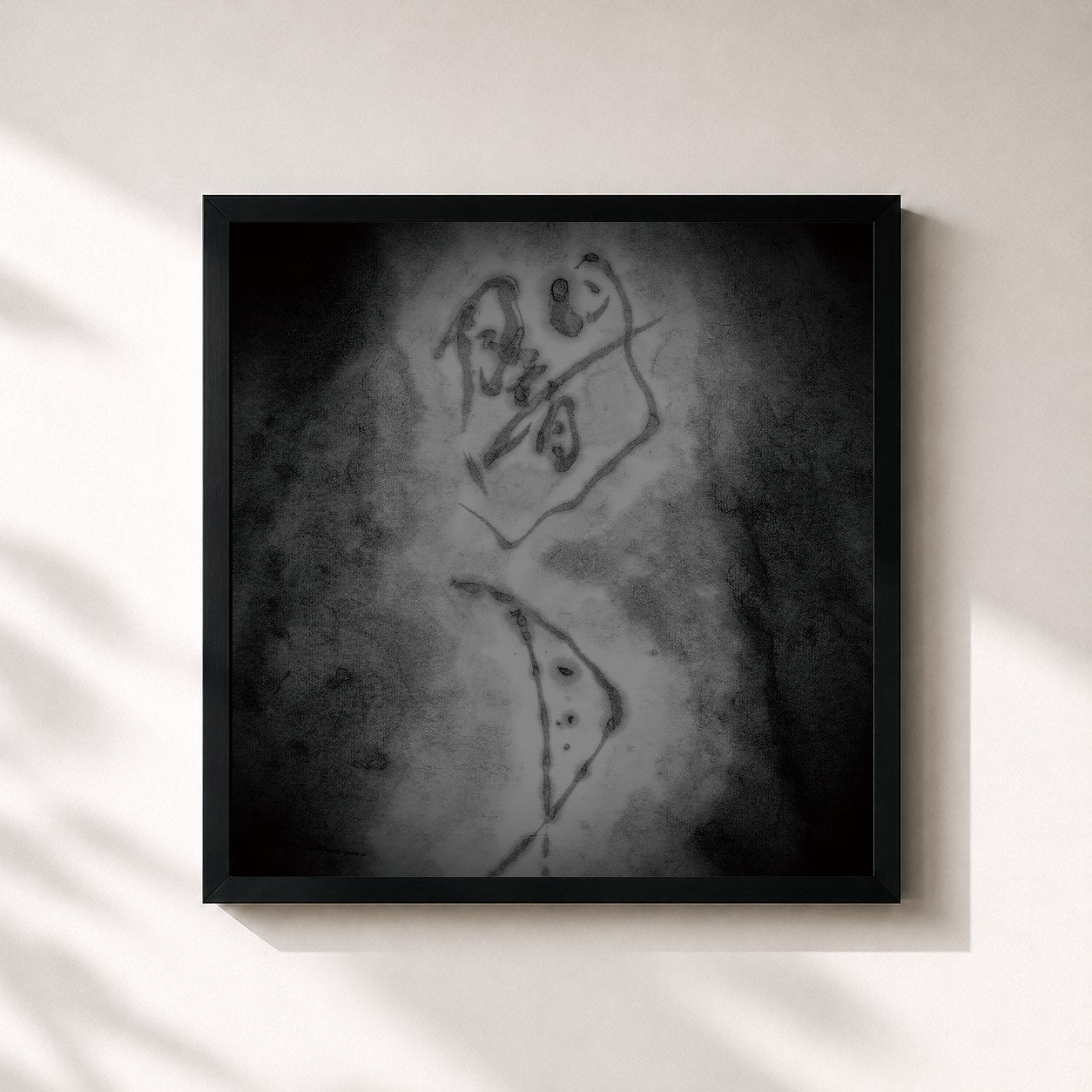 #noir Tableau carré de l'album DARK MOON de Ghetto, cadre noir 32x32 cm