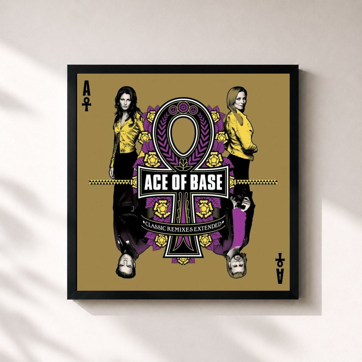 #noir Tableau carré de l'album Classic Remixes (Extended) de Ace of Base, cadre noir 32x32 cm
